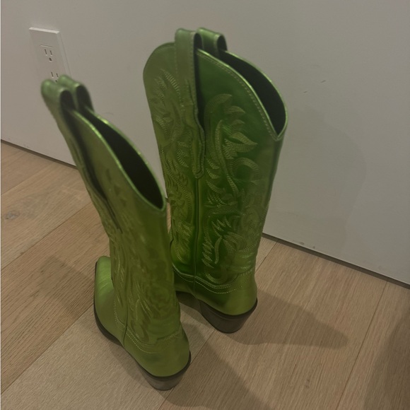 Jeffrey Campbell Dagget Western Boot 8 Cowboy Boots Metallic Green Peridot - Picture 7 of 9